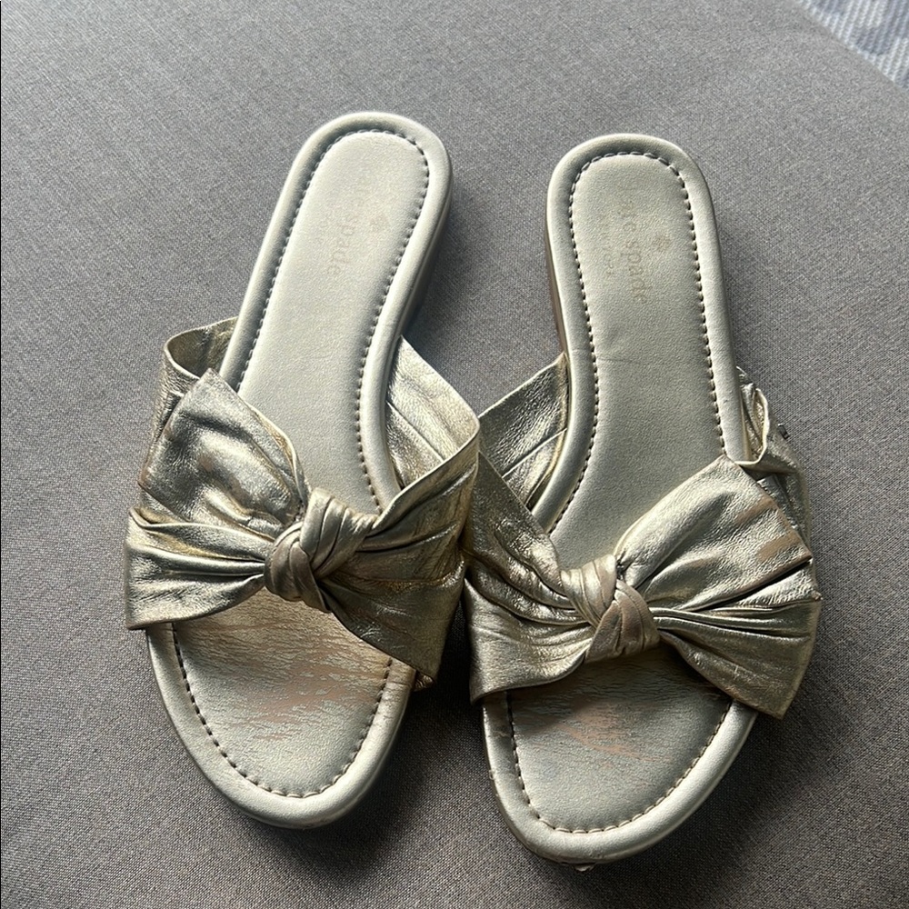 Kate spade Gold Bow Slide Sandals
